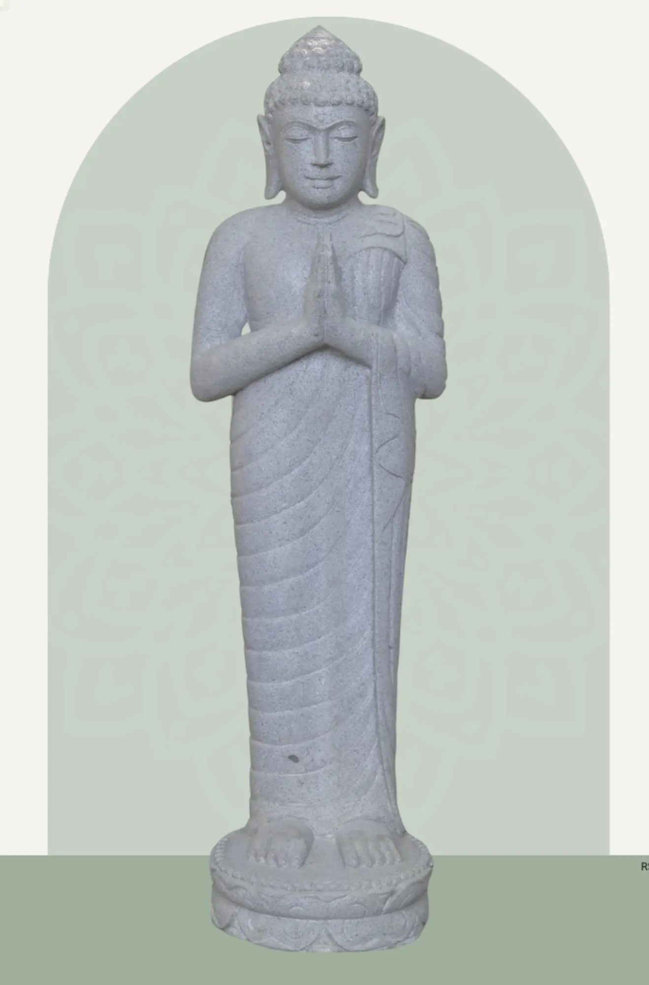  Product image 1 of the product “Standing Buddha made of Riverstone, position Namaskara , H. 125cm. ”